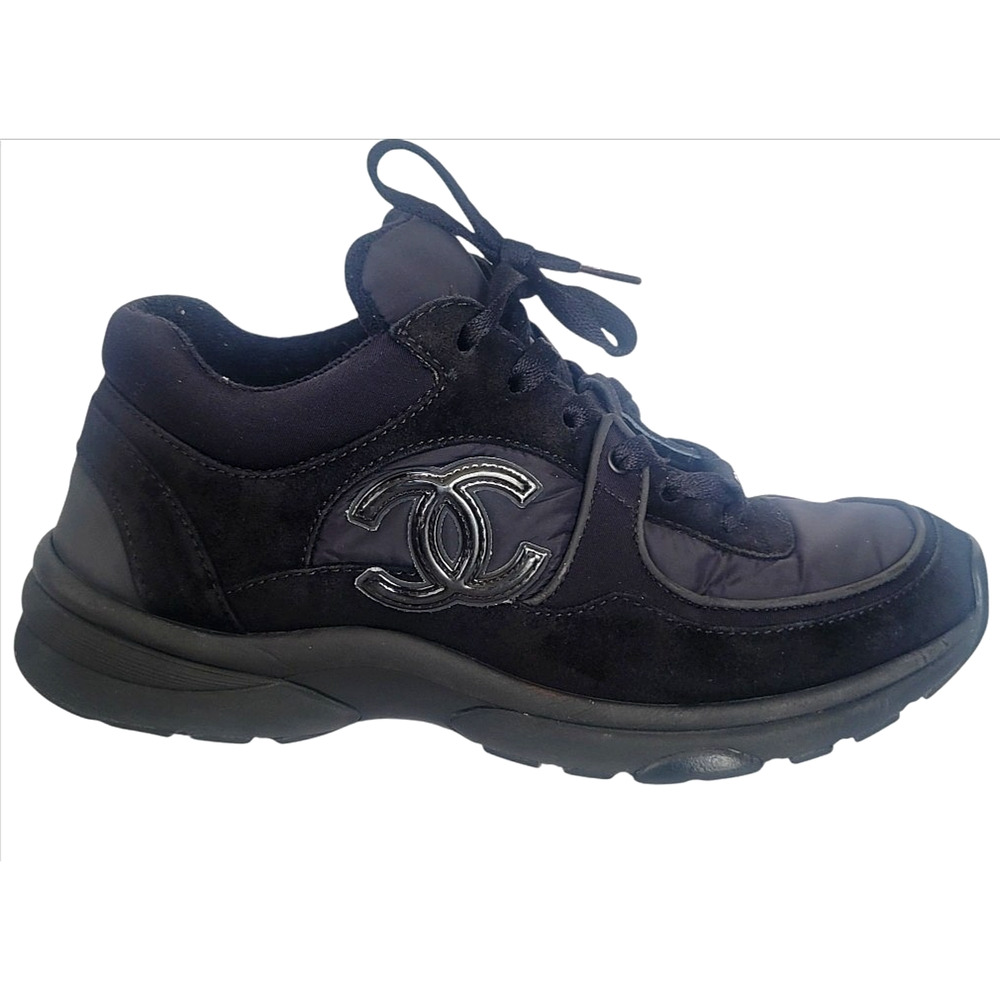 Chanel REV Classic Black Nylon Suede Women Sneaker Size US 9 / EU 39